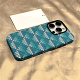 Luxury Retro Woolen Pattern Alloy Lens Case for iPhone