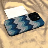 Luxury Retro Woolen Pattern Alloy Lens Case for iPhone