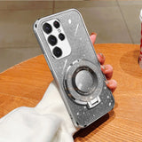 Glitter Transparent Plating Holder Case For Samsung Galaxy