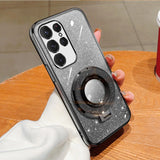 Glitter Transparent Plating Holder Case For Samsung Galaxy