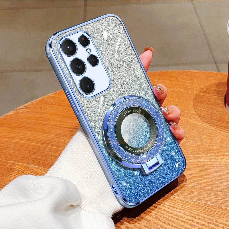 Glitter Transparent Plating Holder Case For Samsung Galaxy