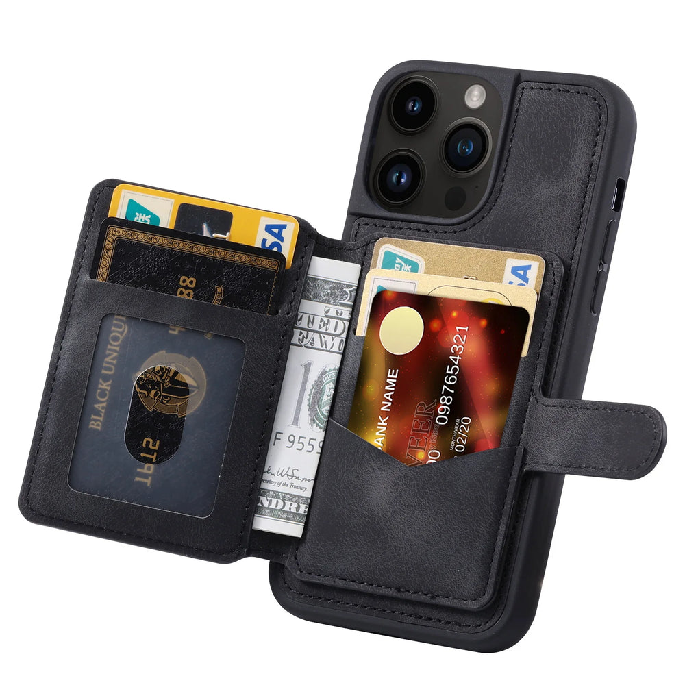 Luxury Leather Card Pocket Case for iPhone