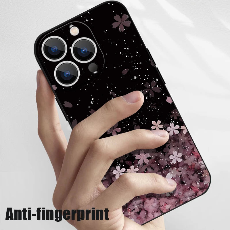 Luxury Sakura Print Lanyard Case For iPhone