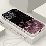 Luxury Sakura Print Lanyard Case For iPhone
