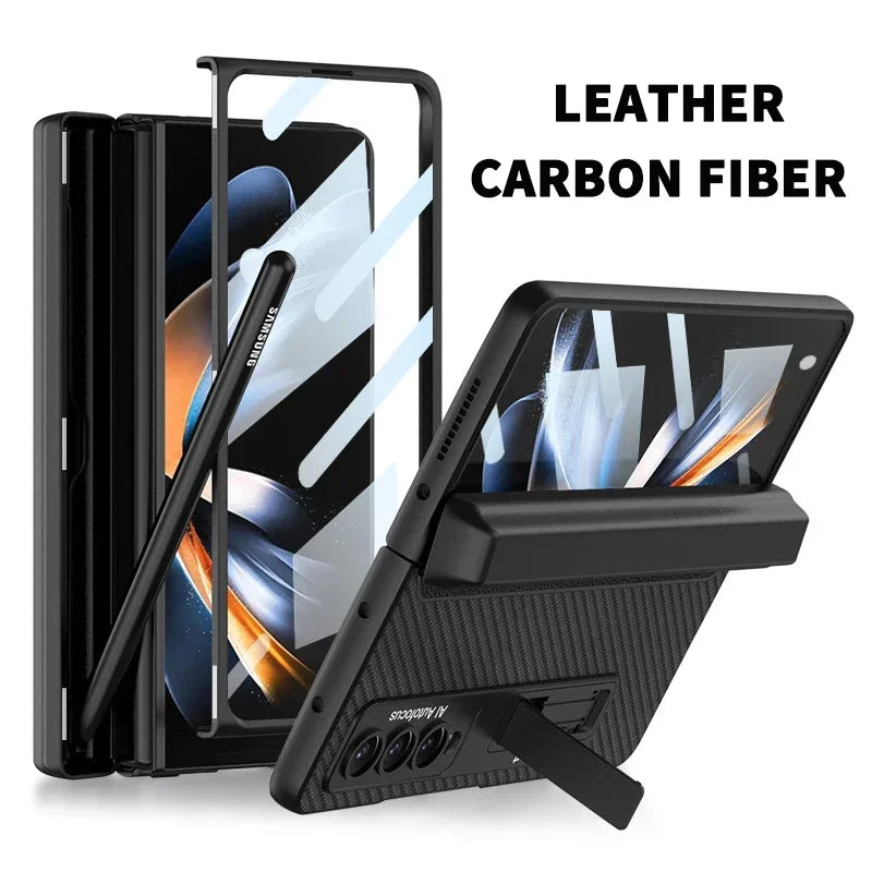 Magnetic Leather Screen Glass Case For Samsung Flip