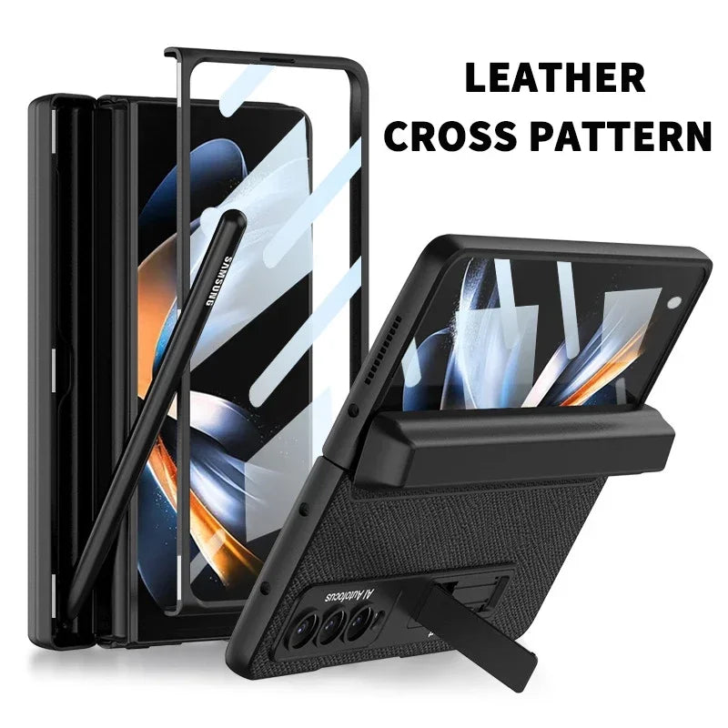 Magnetic Leather Screen Glass Case For Samsung Flip