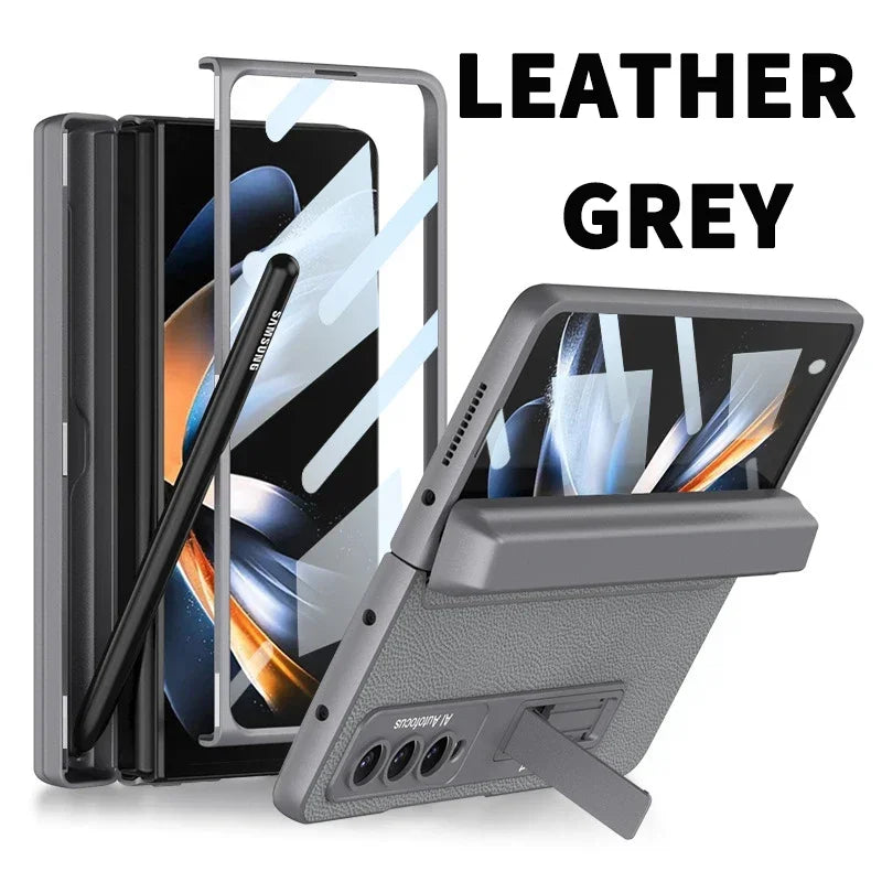 Magnetic Leather Screen Glass Case For Samsung Flip