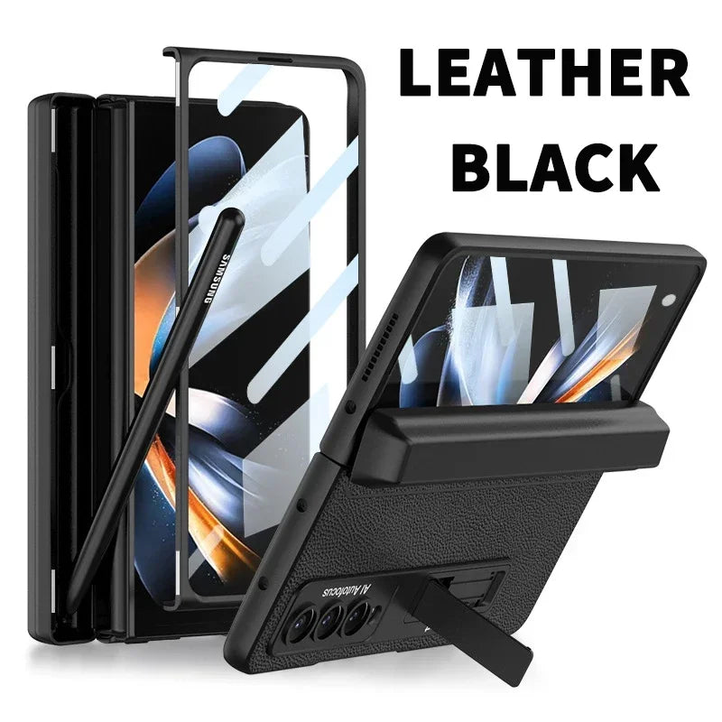 Magnetic Leather Screen Glass Case For Samsung Flip
