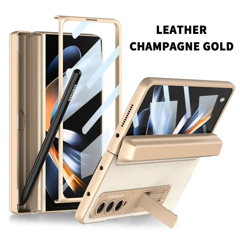 Magnetic Leather Screen Glass Case For Samsung Flip