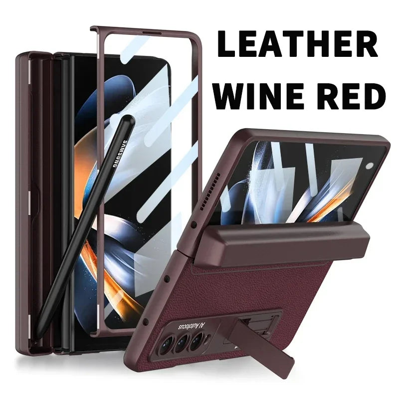 Magnetic Leather Screen Glass Case For Samsung Flip