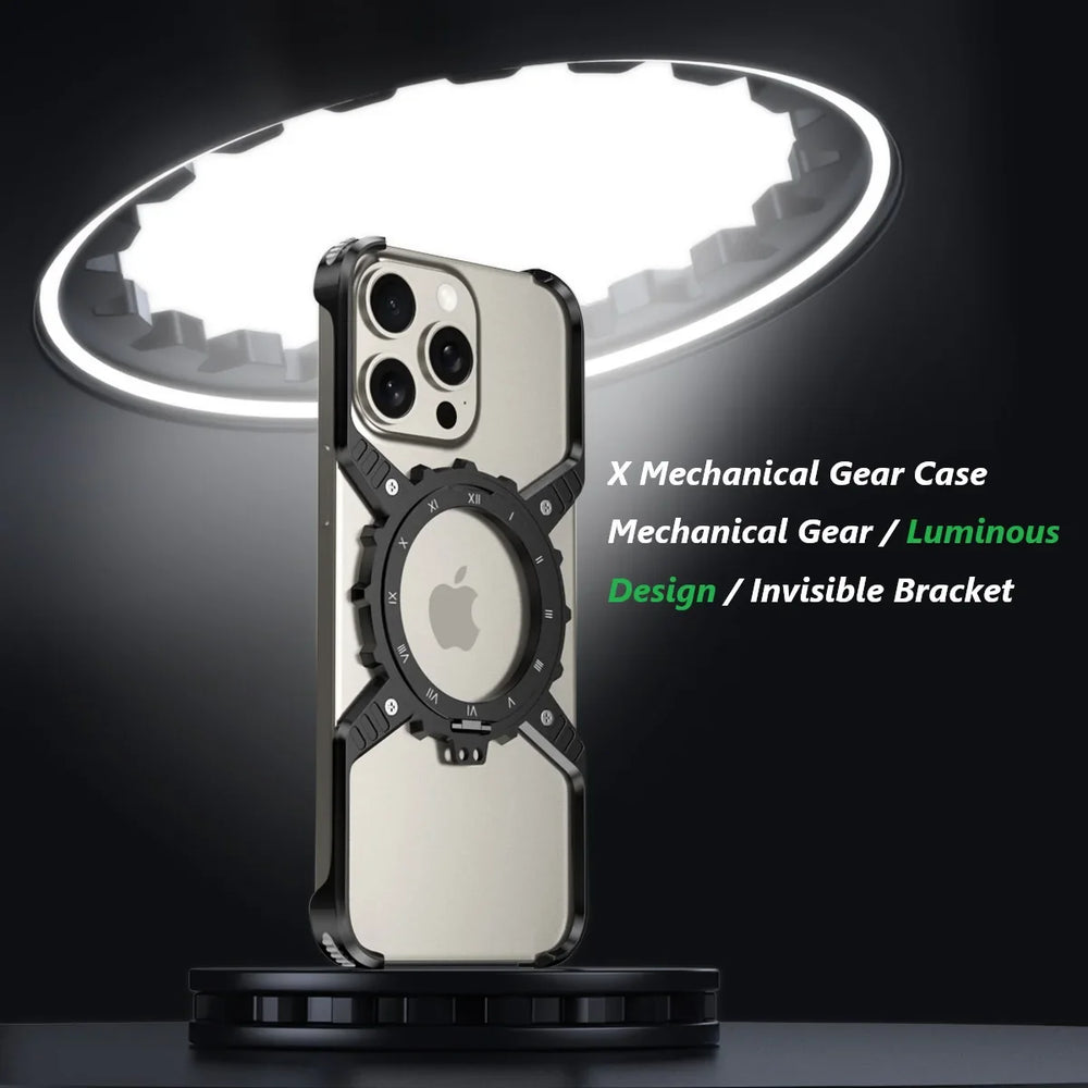 X-shaped Mechanical Aluminium Noctilucent Case for iPhone