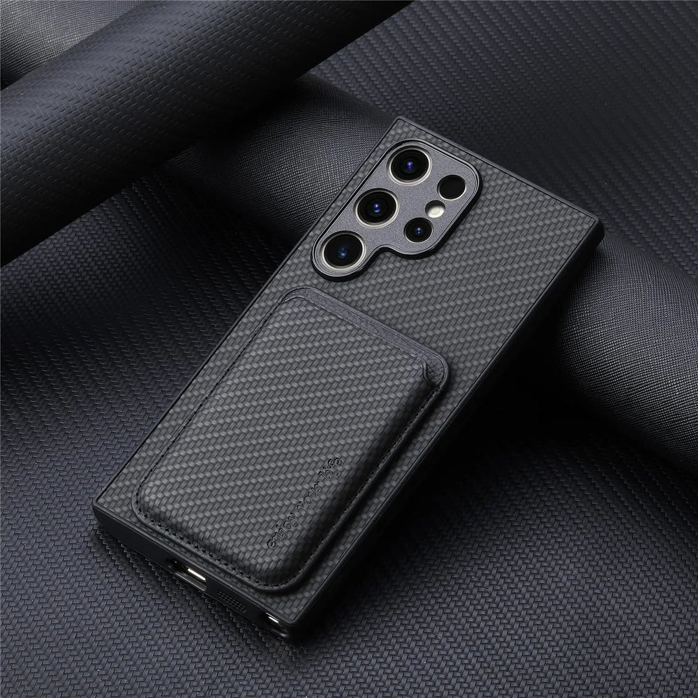 Fiber Texture Leather Wallet Magnetic Case For Samsung