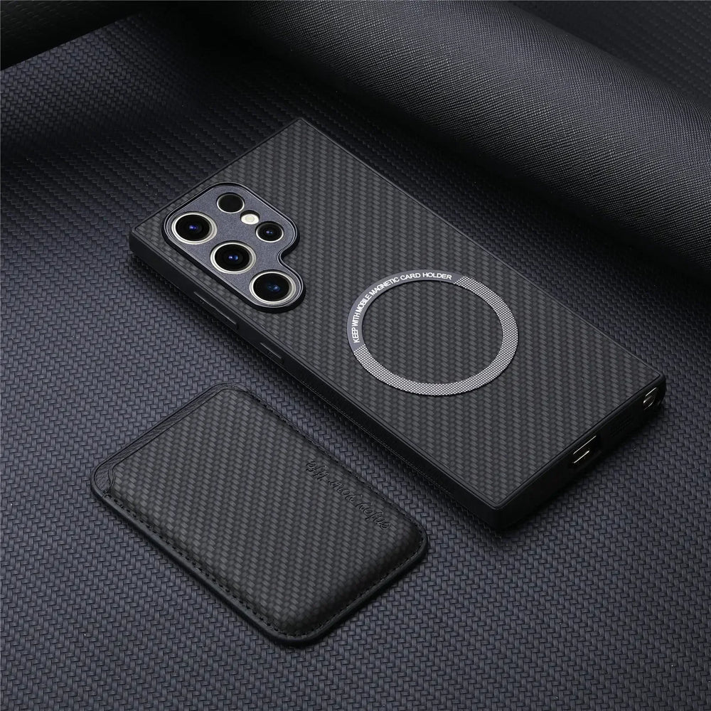 Fiber Texture Leather Wallet Magnetic Case For Samsung