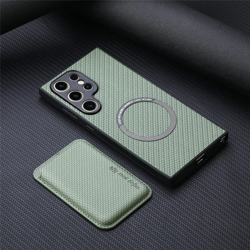 Fiber Texture Leather Wallet Magnetic Case For Samsung
