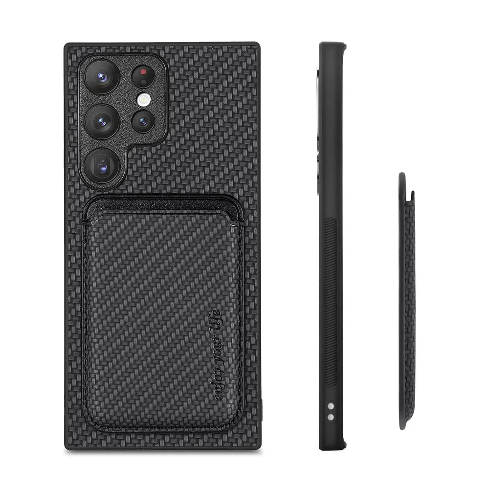 Fiber Texture Leather Wallet Magnetic Case For Samsung