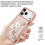 3IN1 Crossbody Rope Wrist Strap Flowers Leather Wallet Case For iPhone