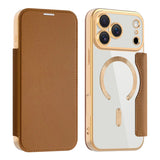 Luxury Transparent Flip Leather Wallet Magnetic Case For iPhone