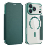 Luxury Transparent Flip Leather Wallet Magnetic Case For iPhone