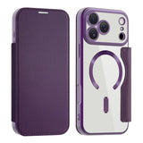 Luxury Transparent Flip Leather Wallet Magnetic Case For iPhone