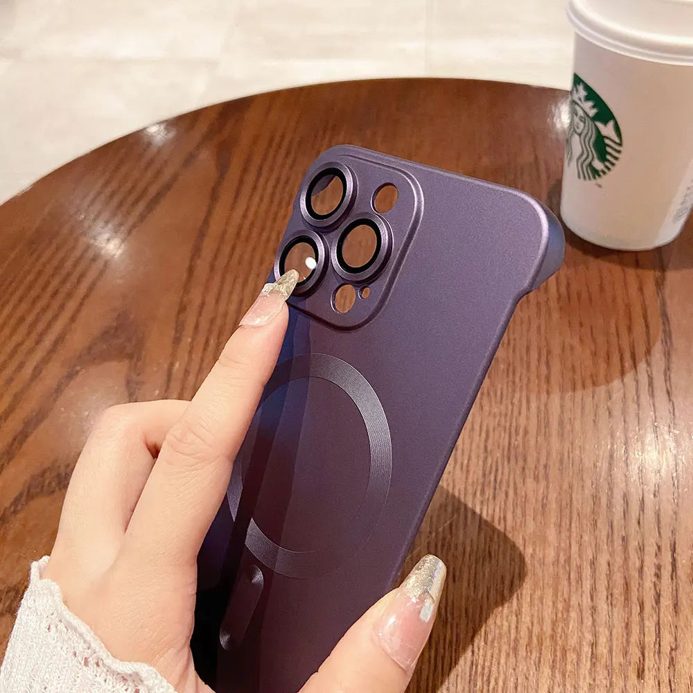 Magnetic Natural Titanium Borderless Plating Case for iPhone