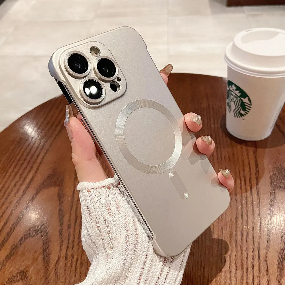 Magnetic Natural Titanium Borderless Plating Case for iPhone