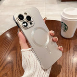 Magnetic Natural Titanium Borderless Plating Case for iPhone