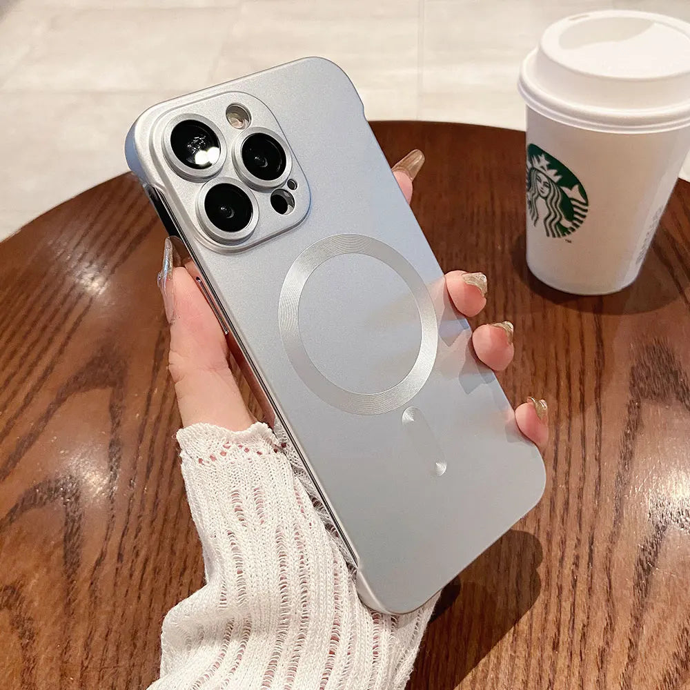 Magnetic Natural Titanium Borderless Plating Case for iPhone