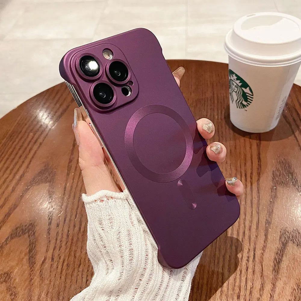 Magnetic Natural Titanium Borderless Plating Case for iPhone