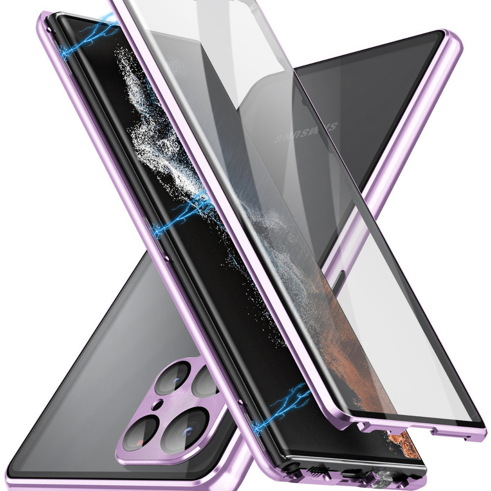 Metal Glass Magnetic 360°Full Protection Case For Samsung