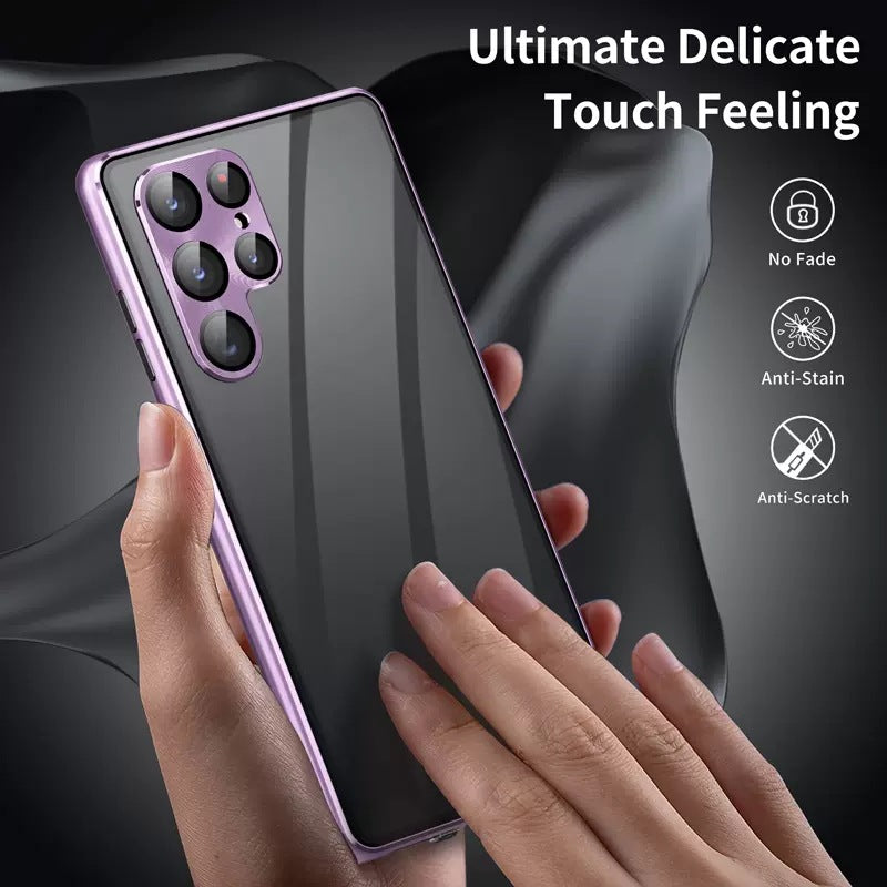 Metal Glass Magnetic 360°Full Protection Case For Samsung