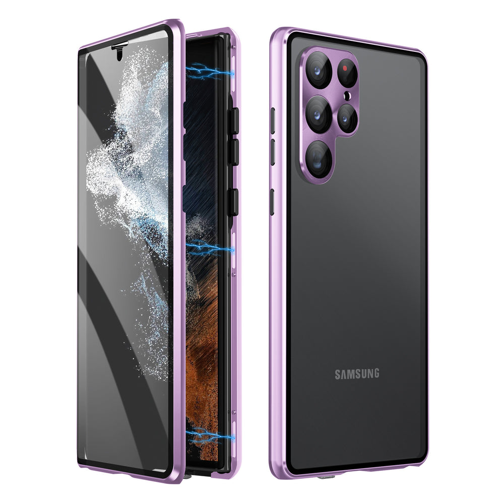Metal Glass Magnetic 360°Full Protection Case For Samsung