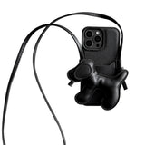 Black Puppy Crossbody Card Holder Case For iPhone