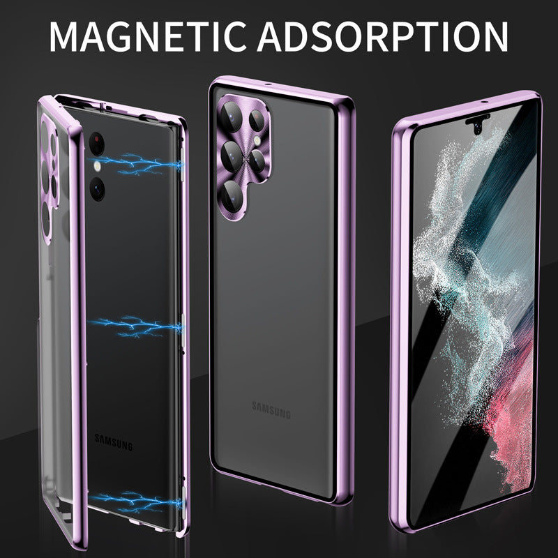 Metal Glass Magnetic 360°Full Protection Case For Samsung