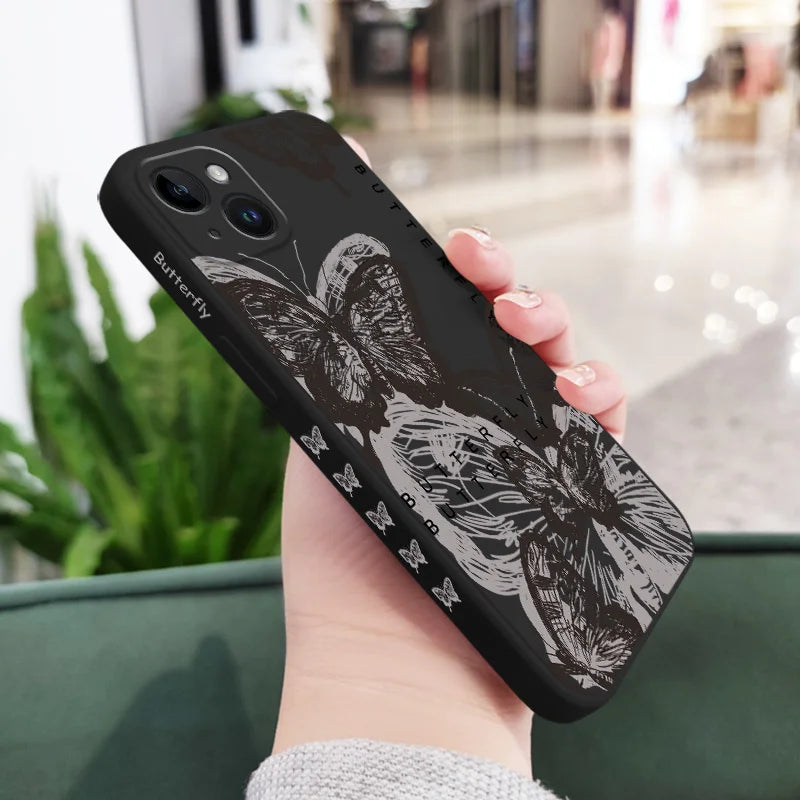 Silicone Oriental Butterfly Case For iPhone