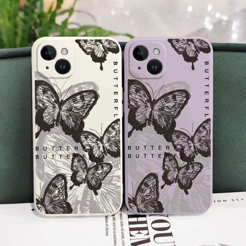 Silicone Oriental Butterfly Case For iPhone