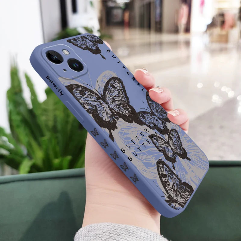 Silicone Oriental Butterfly Case For iPhone