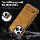 Leather Bracket Shockproof  Magnetic Case For iPhone