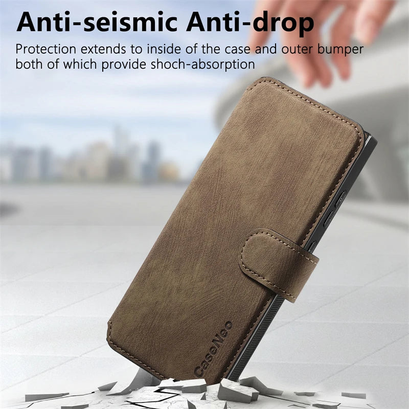 Leather Removable Wallet Card Slot Flip Holder Magnetic Case for Samsung