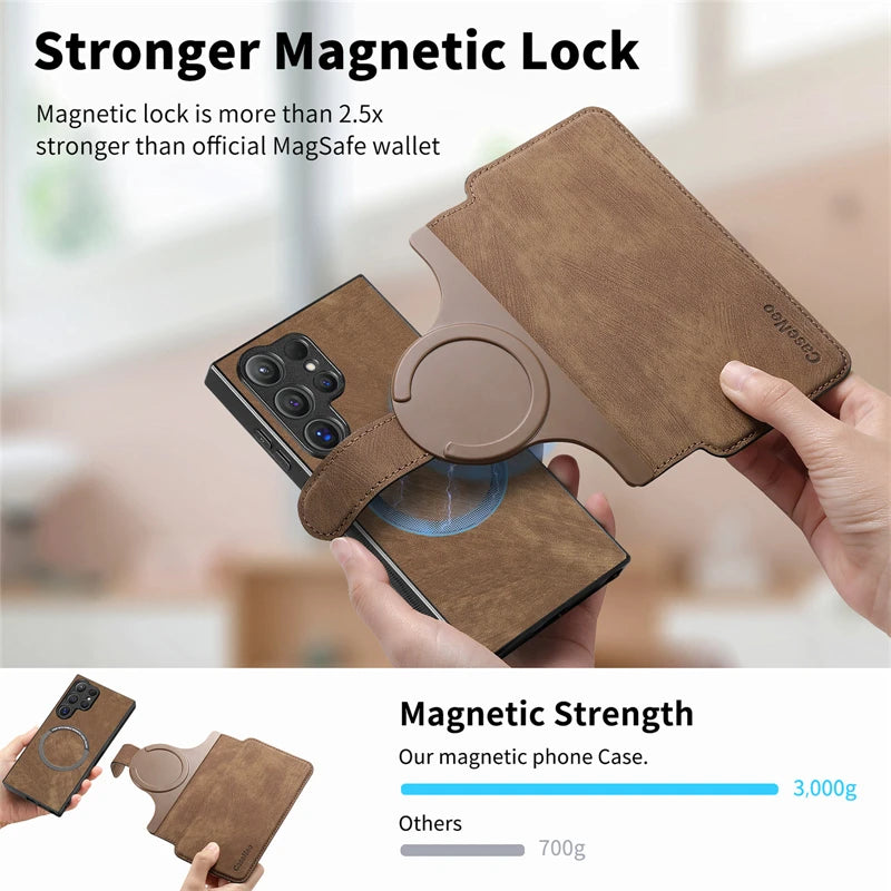 Leather Removable Wallet Card Slot Flip Holder Magnetic Case for Samsung