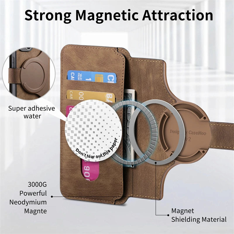 Leather Removable Wallet Card Slot Flip Holder Magnetic Case for Samsung