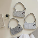 Glitter Drop Glue Plating Handbag Leather Strap Case For iPhone