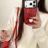 Elegant Red and Black Polka Dot Faux Leather Bow Case For iPhone