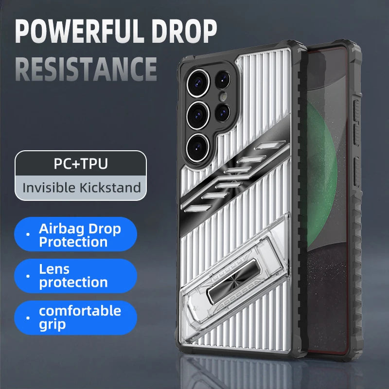 Armor Lens Protection With Holder translucent Case For Samsung