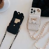 3D Bowknot Crossbody Card Holder Wallet Case For iPhone