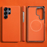 Natural Cowhide Leather Magnetic Case for Samsung