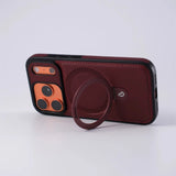 Magnetic Ring Stand PU Leather Shockproof Case For iPhone