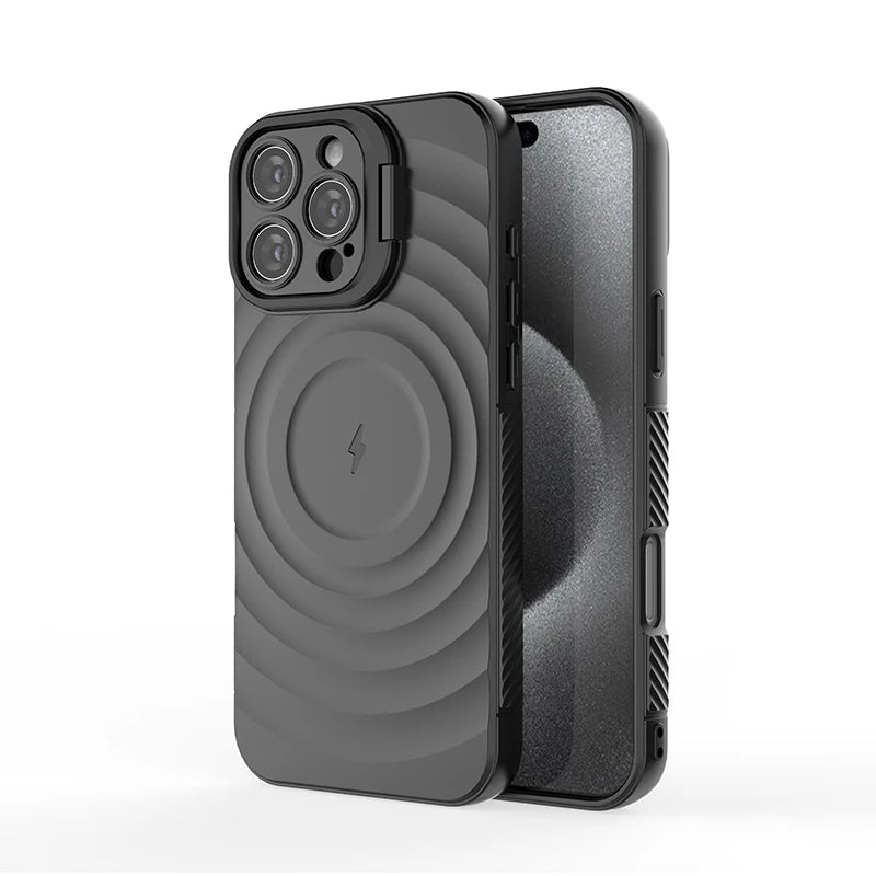 Matte Ripple Magnetic Folding Camera Stand Case For iPhone