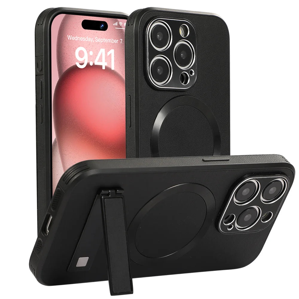 Luxury Magnetic Leather Stand Case For iPhone