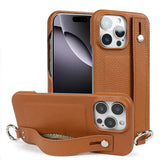 Premium Genuine Leather Wristband Strap Bracket Case For iPhone