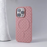 Luxury Ultra Thin Weave Grid Breathable Magnetic Case For iPhone